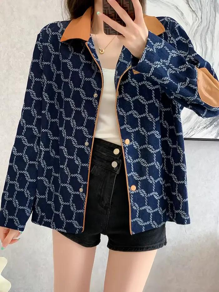 Veste en jean imprimée vintage pour femme