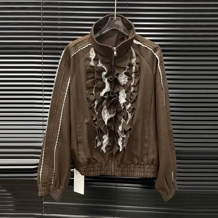 KUCLUT 2026 Nouvelle Collection Printemps – Manteau Ample Femme à Volants en Dentelle