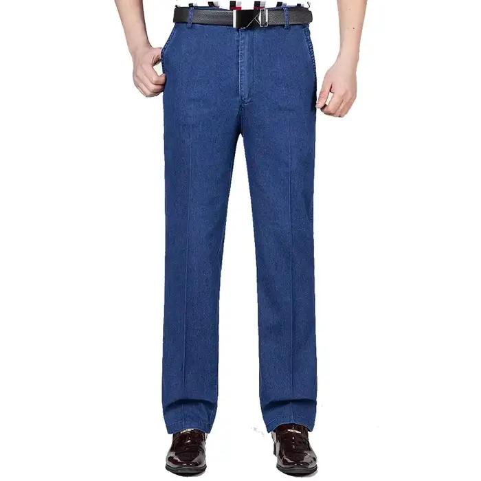 Jeans d'affaires élastiques taille haute pour hommes, jeans décontractés FJMens, grande taille 29-40, automne et hiver