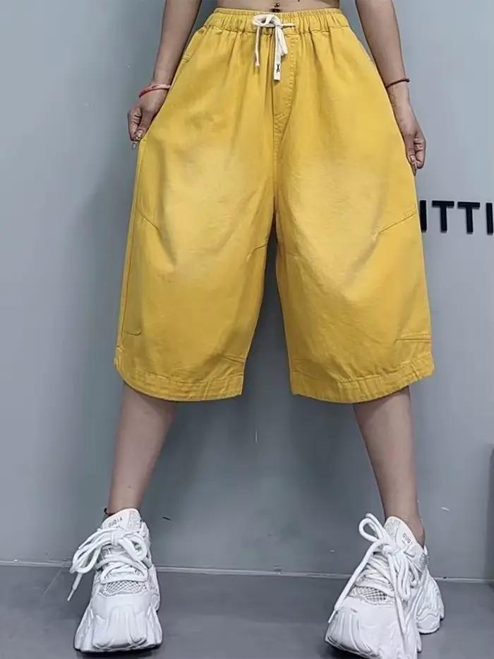 Pantalon court ample vintage Amax LuluE en coton polyester pour femmes style punk été printemps occasions spéciales
