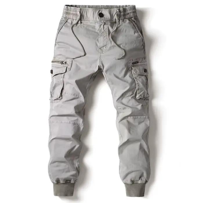 Pantalon Cargo hommes Jogging pantalons décontractés coton taille élastique militaire