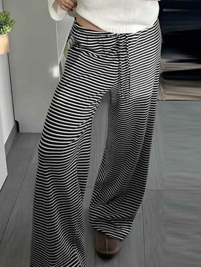 Pantalon rayé mode coréenne Streetwear femmes pantalons à lacets
