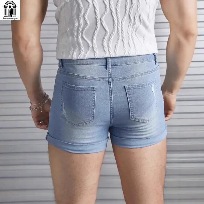 Shorts en jean déchirés DUTRIEUX coupe slim style décontracté pour hommes occasions estivales détente plage