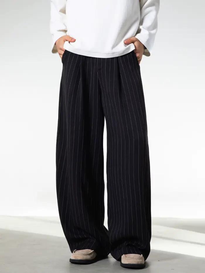 Pantalon drapé à rayures rétro pour hommes