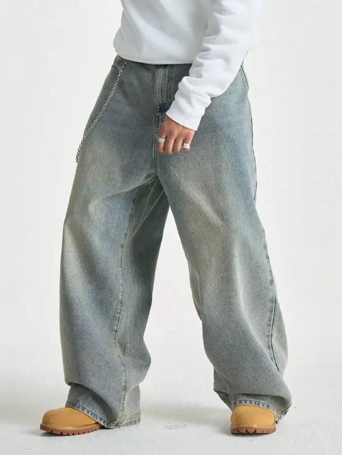 Manfinity EMRG Jean ample rétro délavé bleu clair pour homme