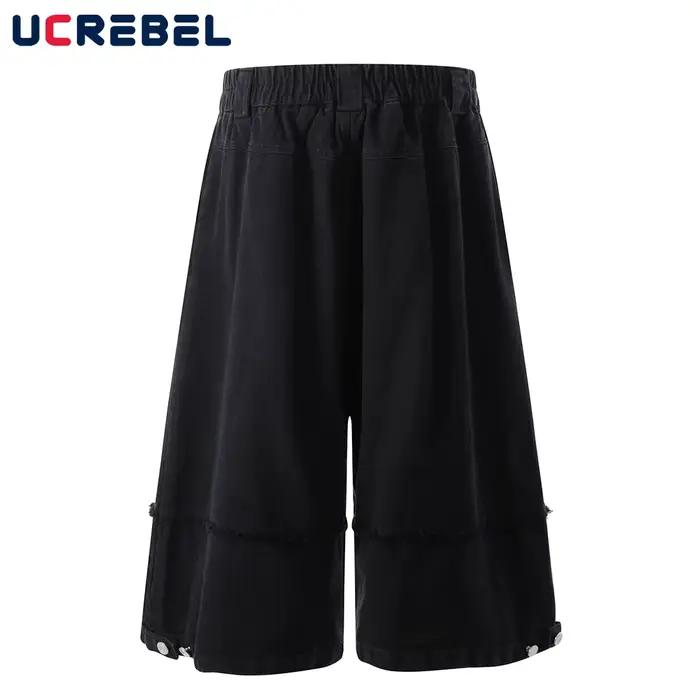 Shorts en denim délavé pour hommes, ample et décontracté, parfait pour l'été et les jours de détente