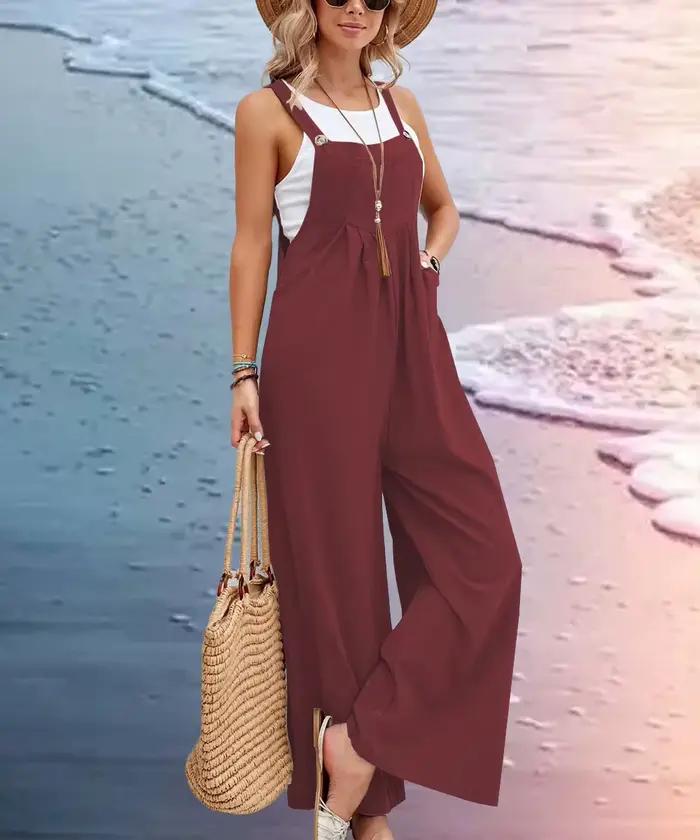 Femmes coupe ample mode salopette jambe large Baggy
