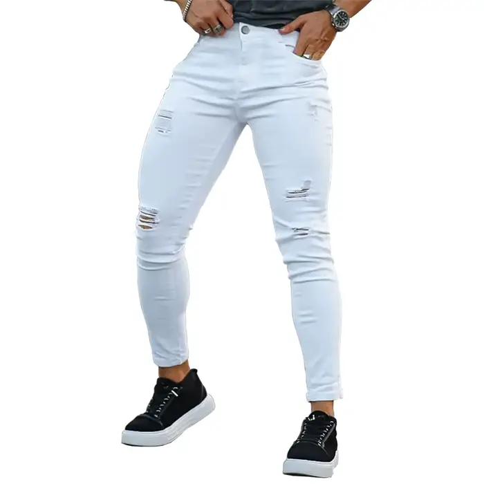 Pantalon de Cowboy en denim pour hommes, pantalon crayon, couleur unie, style décontracté, confortable et élégant pour les occasions quotidiennes et spéciales