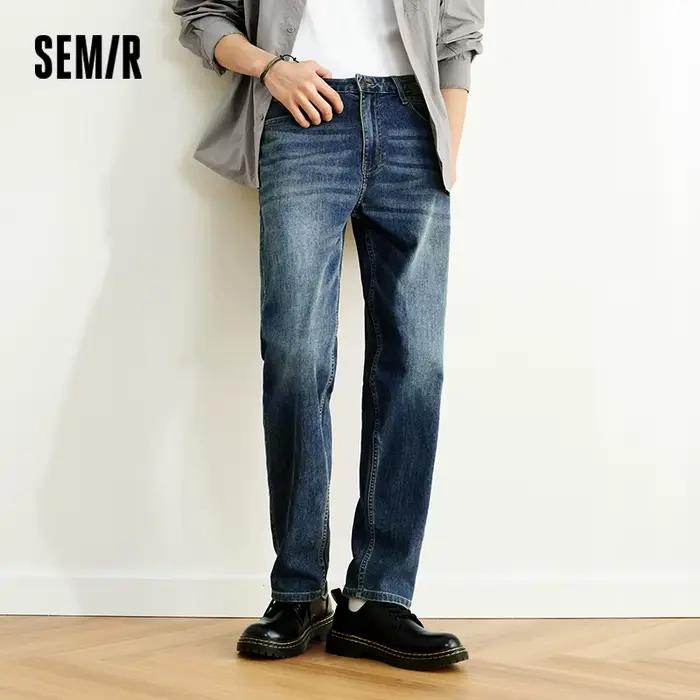 Jean Homme Semir Stretch 2026 Vintage Lavé Coupe Droite Style Urbain Décontracté Quotidien Doux Confortable Tendance Polyvalent