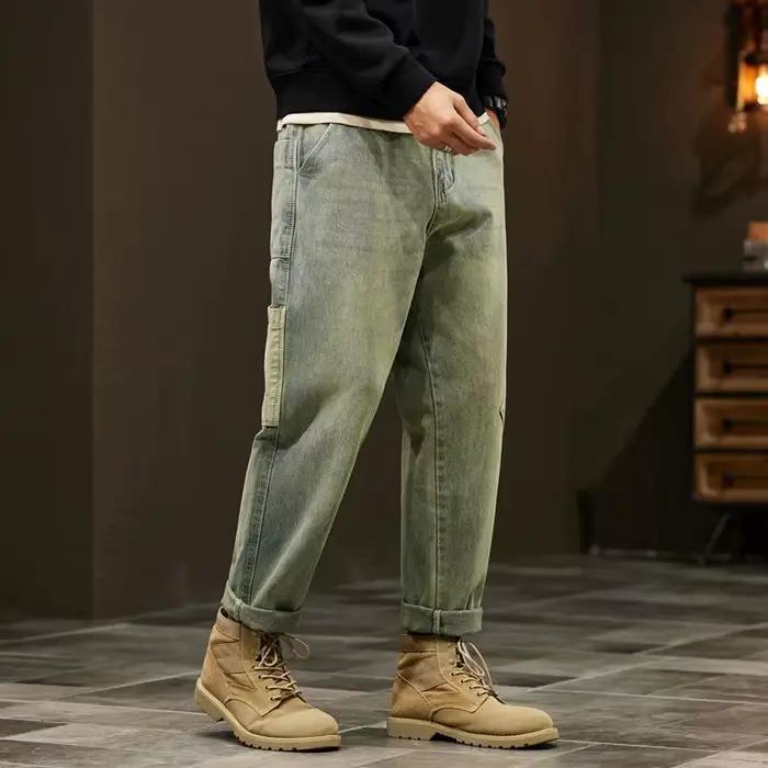 KSTUN Jean Baggy Homme Coupe Large Pantalon Harem Rétro Bleu Streetwear Vintage Vêtements