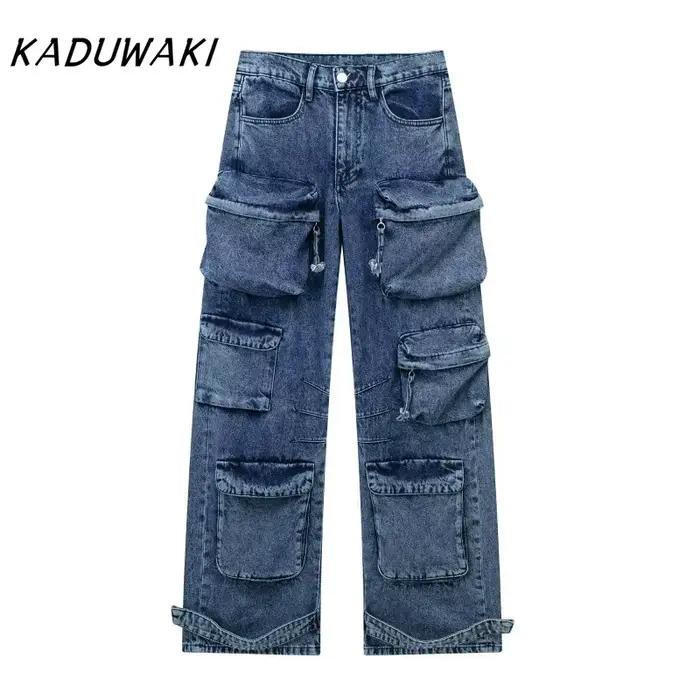 Jean gothique Kaduwaki pantalon cargo femmes jambes larges couleur unie nouvelle mode printemps 2025