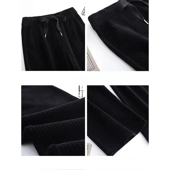 Pantalon large en velours côtelé fluide pour femme