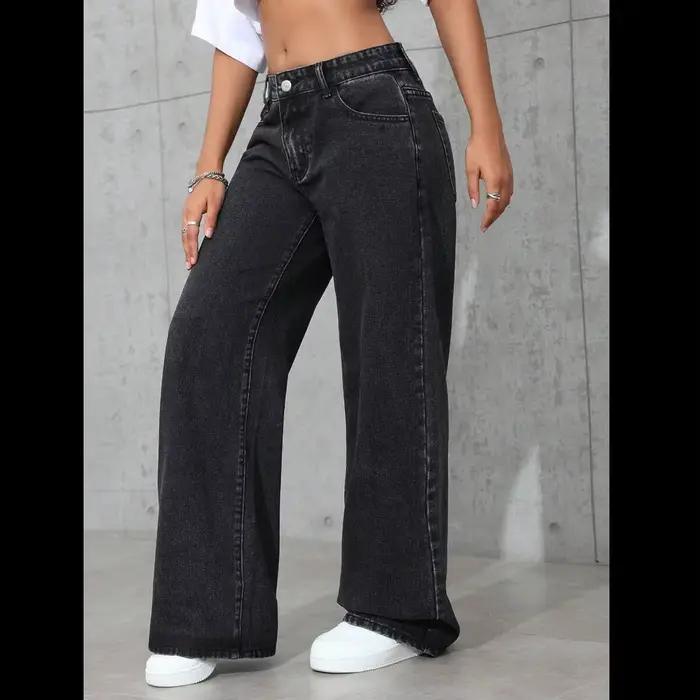 Jean large délavé pour femme grande taille