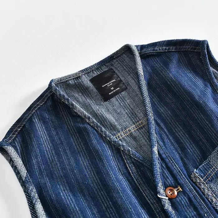 Gilet en jean sans manches délavé pour homme