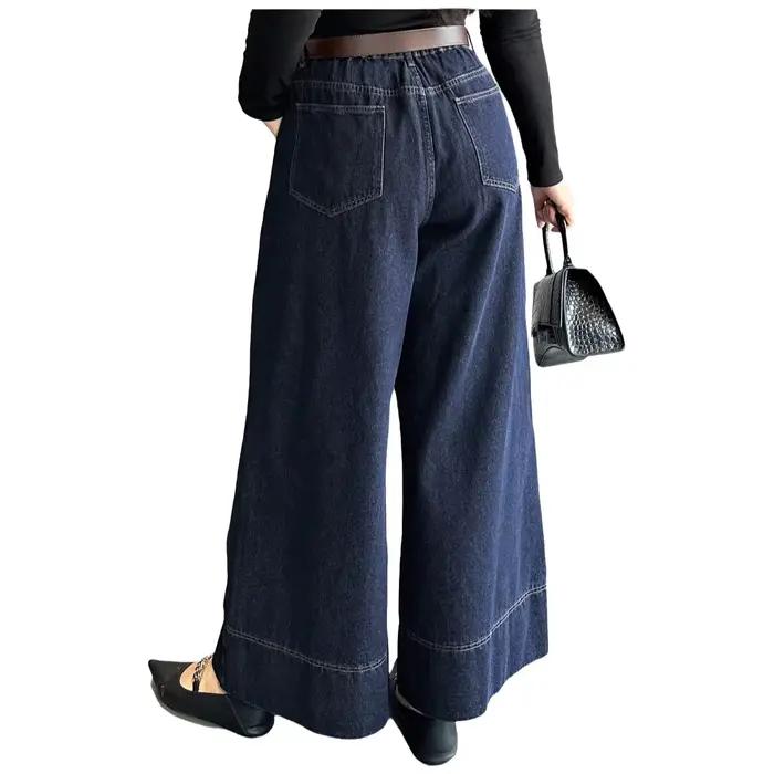 Pantalon long en jean taille haute