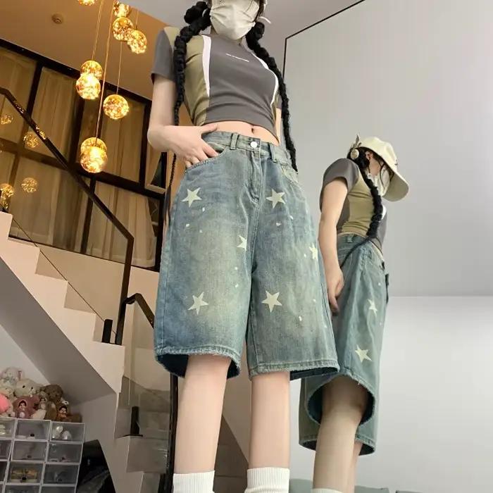 Shorts en jean délavé style vintage américain Neploe Y2k