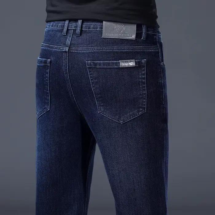 Jean classique droit pour homme 2026 – Pantalon décontracté légèrement élastique pour le bureau et les affaires – Confort et style en denim délavé