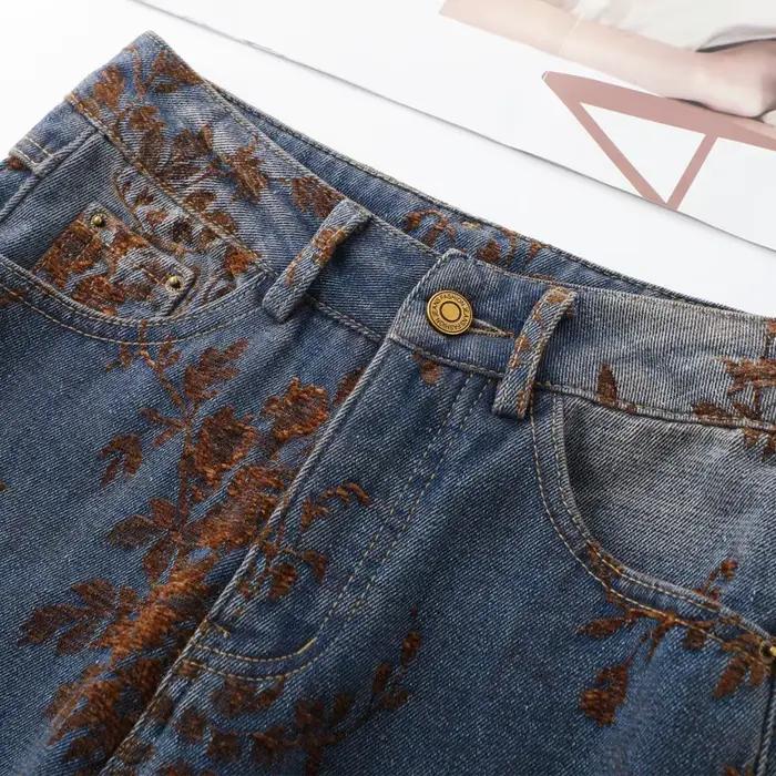 Jean Jacquard Vintage délavé pour femme