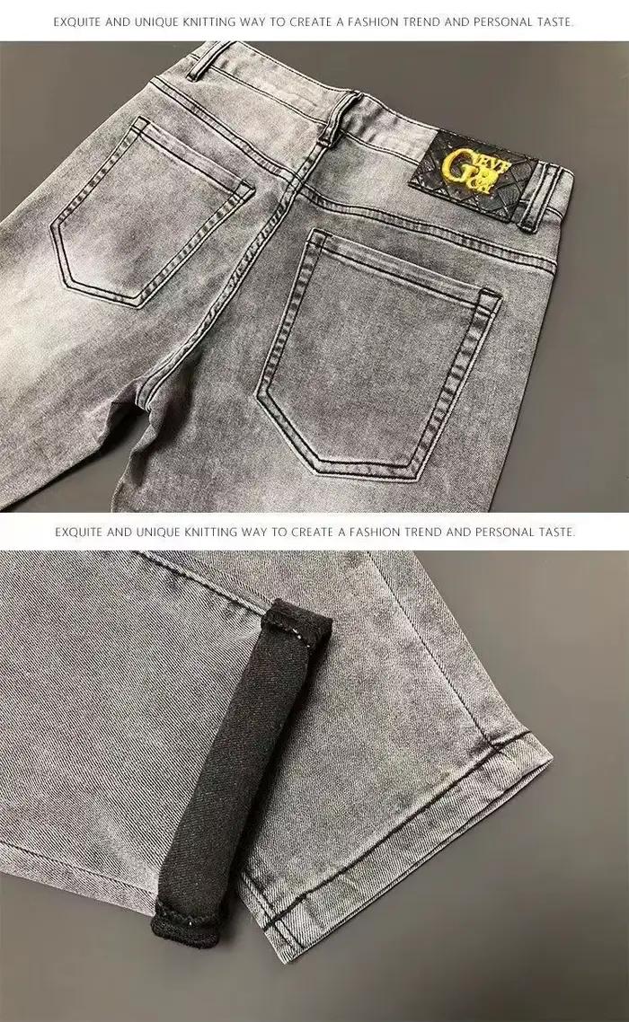 Jean diamant haut de gamme pour hommes, marque tendance, coupe ajustée, petits pieds, imprimé tigre, gris, pantalon décontracté pour hommes, printemps et automne