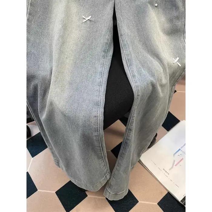 Jean en Denim Bleu avec Nministériels d Papillon pour Femme