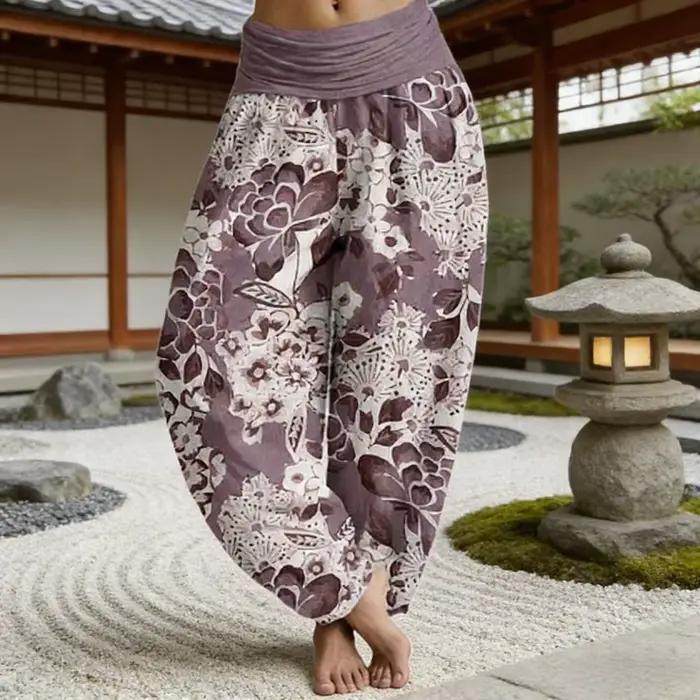 Pantalon de détente en coton à taille élastique pour femmes