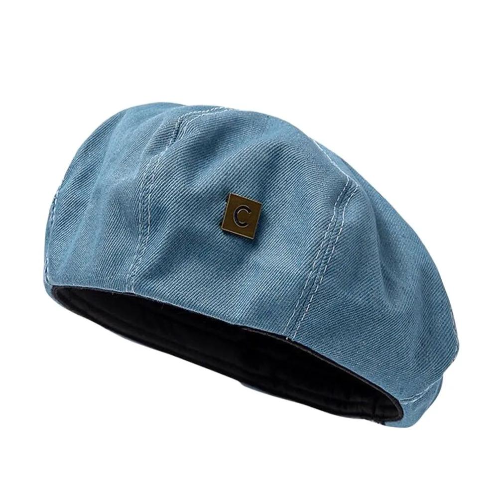 Béret en jean tendance pour femme, réglable, style rétro, casquette de peintre, bérets coréens et br