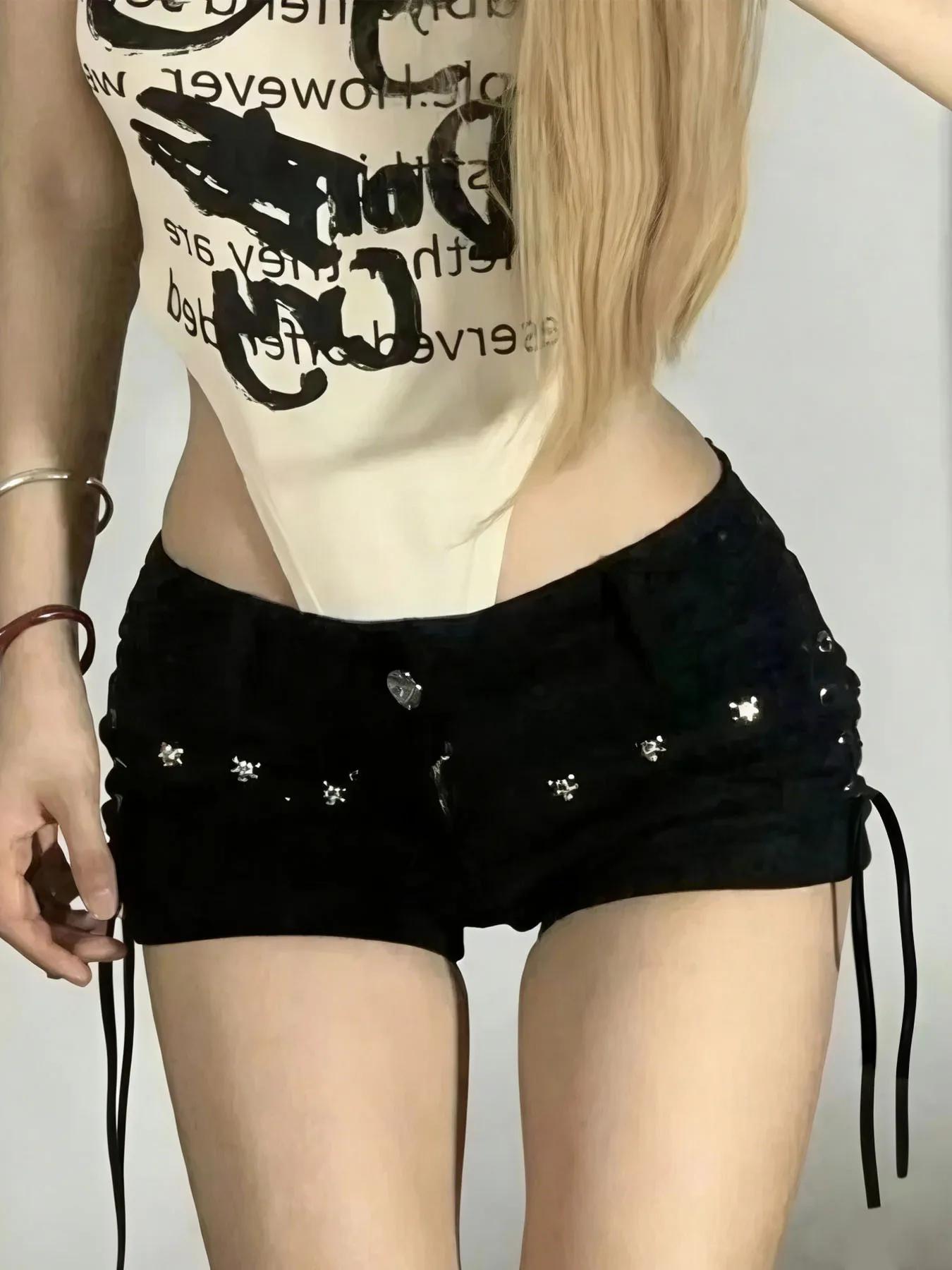 Short slim à lacets pour femmes, streetwear populaire, personnalité, étudiants, mode de vacances, se