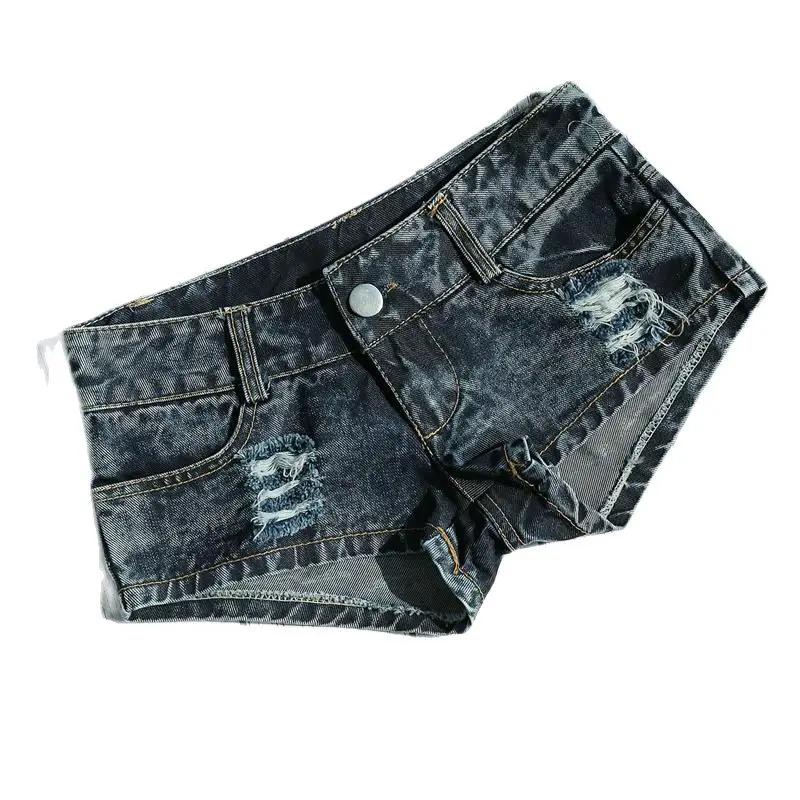 Short en jean moulant taille basse, super short délavé, boîte de nuit, neuf