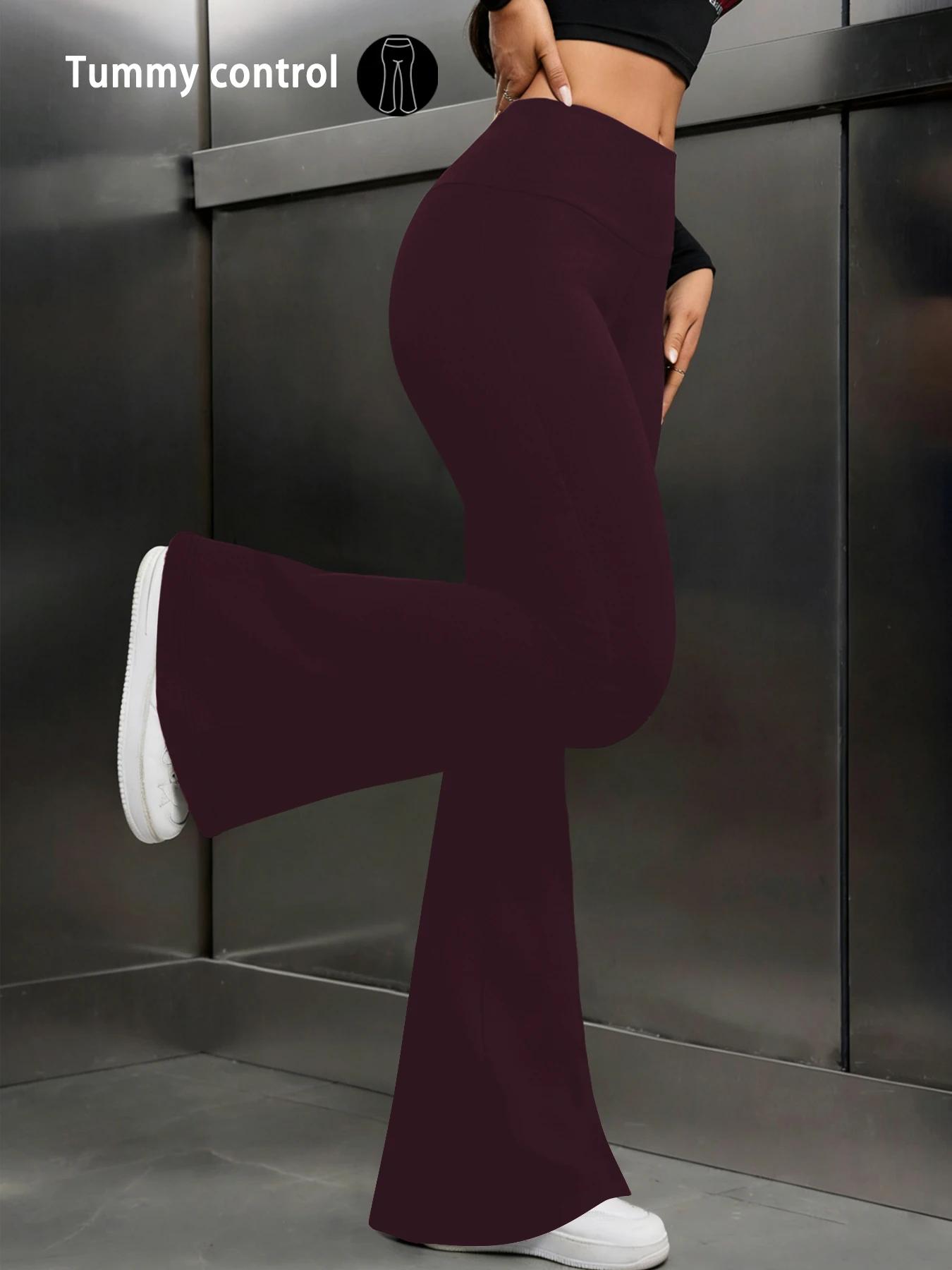 Pantalon évasé super doux pour femme, taille haute, effet ventre plat, legging de yoga et d'entraîne