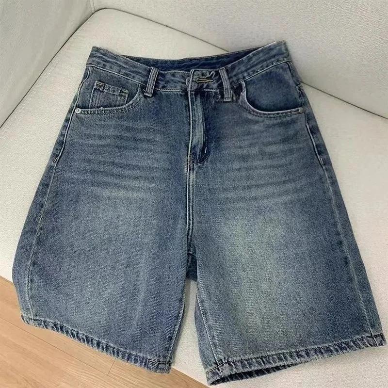 Printemps été femmes décontracté Denim Shorts mode femme jambe large jean court genou longueur Denim