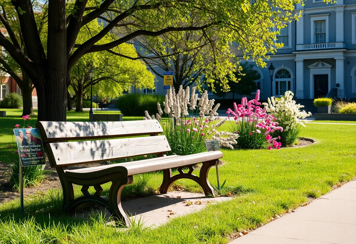Banc dans le parc de la mairie de Saint-Jean-de-Maurienne